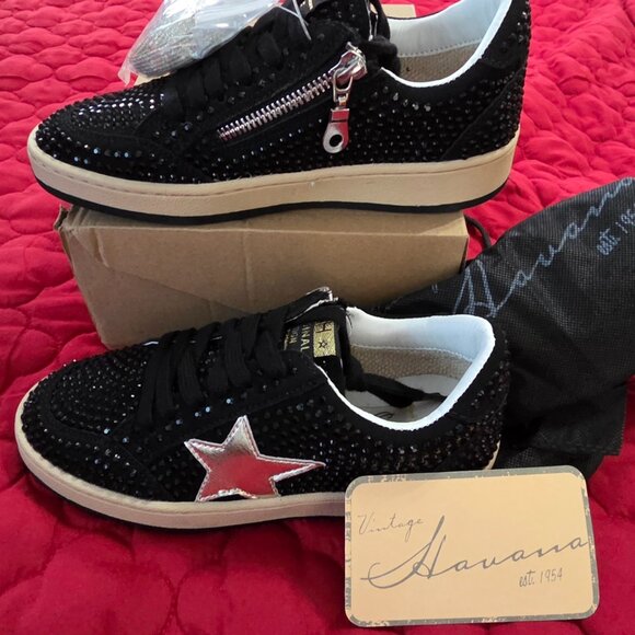 ⭐ Vintage Havana Bravo Black Rhinestone Star Sneakers – Size 3 – NWT  NWT! - Picture 5 of 7